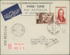 France: 1950/1959, FIRST AND SPECIAL FLIGHTS, Lot Of 63 Airmail Covers/cards Bea - Collezioni