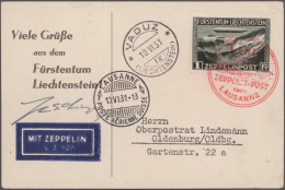 Liechtenstein: 1930-36 Kollektion Von 8 Flugpost- Bzw. Zeppelinbelegen, Dabei Ko - Collections