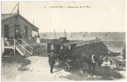 SANGATTE (62) – Perspective De La Mer. Attelage Gros Plan, Bar Restaurant. Editeur Lefebvre, Calais, N° 8. - Sangatte