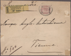 Österreichische Post In Der Levante: 1898/1914, Partie Von Fünf Belegen Sowie Ei - Oostenrijkse Levant