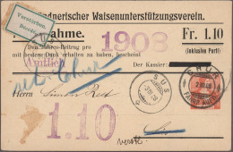 Schweiz - Privatganzsachen: 1908, Bestand Von Runed 170 Gebrauchten Nachnahme-Pr - Enteros Postales