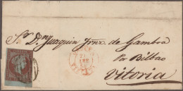 Spain: 1854-1868 Ca.: About 420 Folded Covers Used Inland, All Franked By Stamps - Other & Unclassified