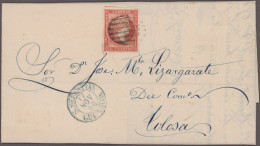 Spain: 1856-1860 Ca.: About 100 Folded Letters/covers From San Sebastian To Vari - Other & Unclassified