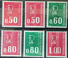 Cote 106 € Tous Les Béquet Avec Les N° Rouge : Série Complète1664b,1664e,1815b,1816c,1894a,1895a** - 1971-1976 Marianna Di Béquet