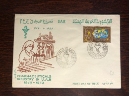 EGYPT FDC COVER 1970 YEAR PHARMACY PHARMACEUTICAL HEALTH MEDICINE - Lettres & Documents