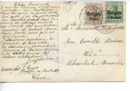 DIEST 14/18 CAD à Pont Sur 3 Cent Et 5 Centimes Belgien + Censure Ovale Violette DIEST 1918  ...      G - Autres & Non Classés