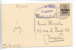 OTTIGNIES 14/18 CAD à Pont Sur 3 Cent Belgien + Censure Violette Cpa COURT SAINT ETIENNE 1917 ...      G - Otros & Sin Clasificación