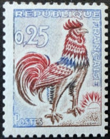 Rare Cote 265€ N°1331c** Avec N° VERT Au Verso Coq Decaris 25c Bleu - 1962-1965 Coq De Decaris