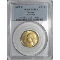 GADOURY 865 - 20 FRANCS 1950 B TYPE G. GUIRAUD - SPL GRADE PCGS MS 63 - KM 917.2 - 20 Francs