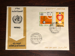 EGYPT FDC COVER 1978 YEAR WHO SMALLPOX BLOOD PRESSURE HEALTH MEDICINE - Lettres & Documents