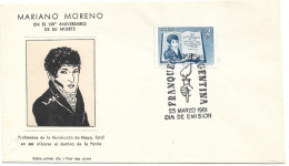 First Day Cover - Argentina, Mariano Moreno, 1961, N°497 - FDC