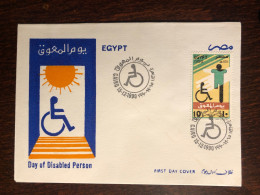 EGYPT FDC COVER 1990 YEAR DISABLED PEOPLE HEALTH MEDICINE - Covers & Documents