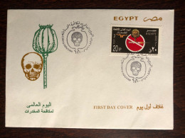 EGYPT FDC COVER 2000 YEAR NARCOTICS DRUGS HEALTH MEDICINE - Cartas & Documentos