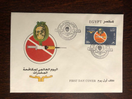 EGYPT FDC COVER 2001 YEAR NARCOTICS DRUGS HEALTH MEDICINE - Brieven En Documenten