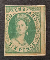 QUEENSLAND 1860 SC#3 Deep Green / Pre-Printing Paper Fold ERROR! - Nuevos