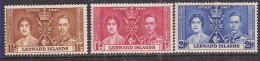 Leeward Islands 1937 KGV1 Set Coronation MM SG 92-94 ( E322 ) - Leeward  Islands