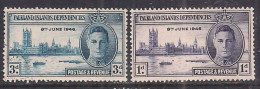 Falkland Islands Dependency 1946 KGV1 Set Victory Used SG 17-18 ( C384 ) - Falkland