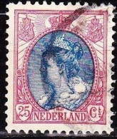Rode Punt In Rechterkaderlijnen In 1899 Koningin Wilhelmina 25 Cent Rood En Blauw NVPH 71 - Errors & Oddities