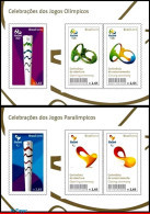 Ref. BR-V2016-14-3 BRAZIL 2016 - OLYMPIC PARALYMPIC GAMES,RIO 2016,TORCH, CEREMONYS, 2 S/S MNH, SPORTS 6V - Zomer 2016: Rio De Janeiro