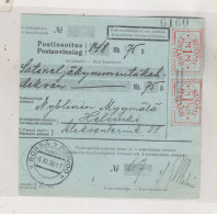 FINLAND 1930 BORGA PORVOO Nice Parcel Card - Paketmarken