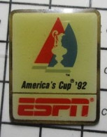 615E Pin's Pins / Beau Et Rare / SPORTS / AMERICA'S CUP 92 ESPN BATEAU VOILIER - Voile