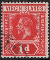 BRITISH VIRGIN ISLANDS 1917b KGVI 1d Scarlet SG70b Used - British Virgin Islands
