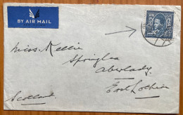 IRAQ 1940, COVER USED TO SCOTLAND, 1934 STAMP KING GHAZI, 75 FILS, BLUE, IMPERIAL BANK OF IRAN BAGHDAD. - Iraq