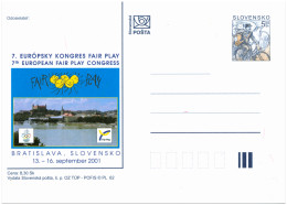 CDV 65 Slovakia 7th FAIR PLAY European Congress 2001 Danube Donau Bratislava Castle - Ansichtskarten