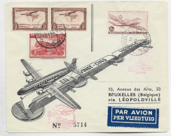 CONGO BELGE PA MIXTE BELGIQUE LETTRE COVER AVION BRUXELLES 1946 TO LEOPOLDVILLE - Covers & Documents