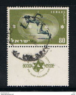 ISRAEL:  1950  MACCABIADE  WITH  TAB  -  80 P. USED  STAMP  -  YV/TELL. 34 - Used Stamps (with Tabs)