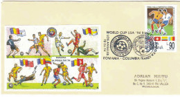 COV 993 - 113 FOOTBALL World Cup Los Angeles, ROMANIA_COLUMBIA, Romania - Cover - Used - 1994 - 1994 – Stati Uniti