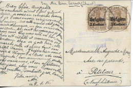 LIBRAMONT 14/18 CAD à Pont Sur Paire 3 Centimes Belgien + Censure Violette LIBRAMONT 1916    L ....      G - Autres & Non Classés