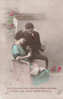 COUPLE - Petits Travaux à Deux Sont Des Plaisirs Très Doux - Broderie - Carte Postale Ancienne - Paare