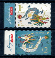 Singapore 2024 Dragon Year 2v Set Mint Zodiac Horoscope - Astrologie