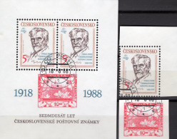 EXPO PRAGA 1988 CSSR 2970+Block 87 O 6€ Entwerfer Mucha Selbstporträt Bloc History S/s Bloc Hoja Sheet Bf CZECHOSLOVAKIA - Usati