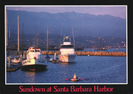 SANTA BARBARA, CALIFORNIA, HARBOR, BOATS, MOUNTAIN, PORT, UNITED STATES, POSTCARD - Santa Barbara