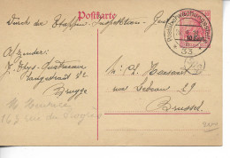 BRUGES BRUGGE 14/18 CAD De Surveillance Postale N° 33 Sur Entier 10 Cent Belgien ( Censure ) 9/1918    .. G - Other & Unclassified
