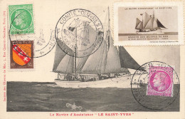 Le Navire D'assistance " LE SAINT YVES " St Yves * Société Des Oeuvres De La Mer * + CACHETS + VIGNETTE - Sailing Vessels