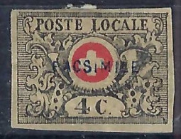 SUISSE Ca.1849: Le ZNr. 9 (Vaud 4), Neuf(*) Facsimile, Pli - 1843-1852 Timbres Cantonaux Et  Fédéraux