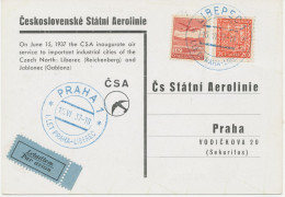 TSCHECHOSLOWAKEI 15.6.1937, Kab.-Erstflug CSA „LIBEREC (REICHENBERG) – PRAG“ - Airmail