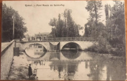 CPA 24 EYMET Pont Route De Saint Foy (Sainte Foy La Grande), Animée, Pêcheurs, éd Tourette, écrite, Année? - Eymet