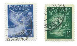 Vaticano 1947; Posta Aerea, Nuovi Tipi : Lire 5 + Lire 25, Usati. - Used Stamps