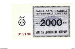 *serbia Beograd Radio & Tv Foodbon 2000 Dinara  S35a  Unc - Serbie