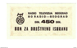 *serbia Beograd Radio & Tv Foodbon 450 Dinara  S36  Unc - Serbie