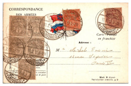 France Type Blanc - Affranchissement Sur Carte FM - Départements Bas Rhin - Haut Rhin - Moselle - Bischeim - 1900-29 Blanc