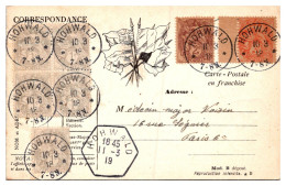 France Type Blanc - Affranchissement Sur Carte FM - Départements Bas Rhin - Haut Rhin - Moselle - Hohwald - 1900-29 Blanc
