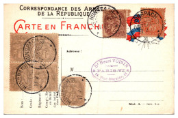 France Type Blanc - Affranchissement Sur Carte FM - Départements Bas Rhin - Haut Rhin - Moselle - Hunspach - 1900-29 Blanc