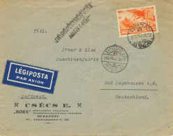 UNGARN 1936 52F Flugzeug über Parlament Als Sehr Selt. EF A. Flugpostbrief M K2 „BUDAPEST / 62“ Und Selt. „MATYASFOLD / - Covers & Documents