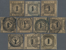 Baden - Marken Und Briefe: 1851, 1 Kr. Schwarz Auf Bräunlich, Zusammenstellung V - Sonstige & Ohne Zuordnung