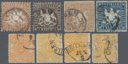 Württemberg - Marken Und Briefe: 1863/1874, Gestempeltes Lot Mit Acht Marken, Da - Sonstige & Ohne Zuordnung